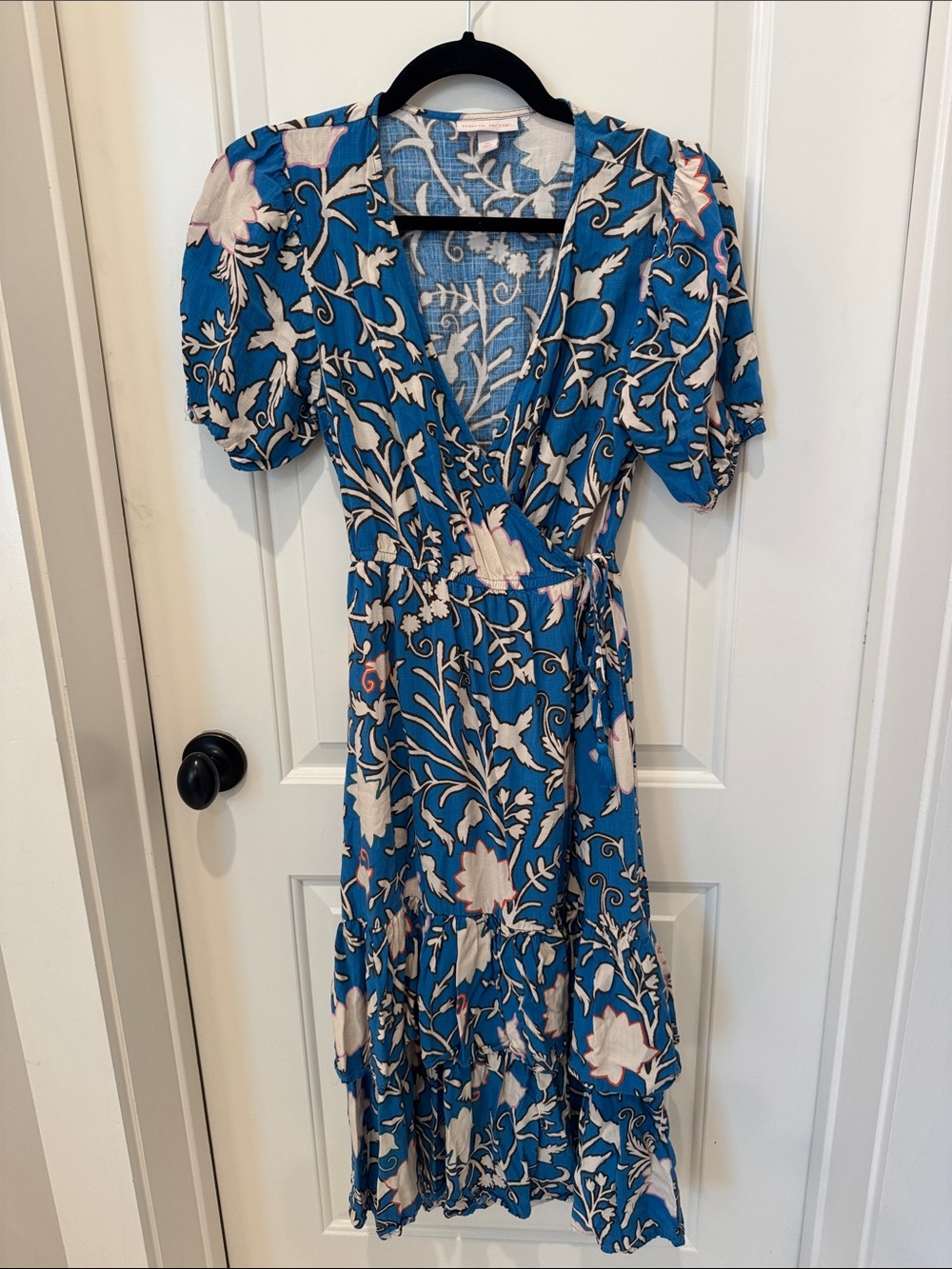 Knox Rose Blue Floral Wrap Midi Dress summer casual work wear date night classic